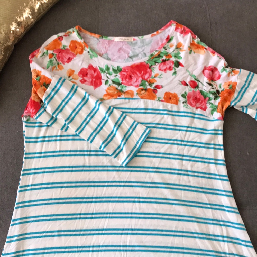 Striped floral tunic